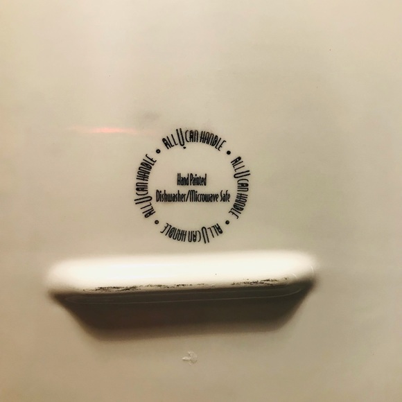 All U Can Handle Hand Painted Ceramic Tray “ Dancing Dots Turquoise 11”-11” - Picture 8 of 11